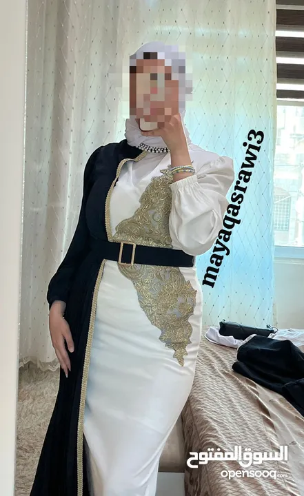 فستان ابيض و اسود ملبوس مره وحده بجنن عاللبس  بلبس لوزن 70 كيلو