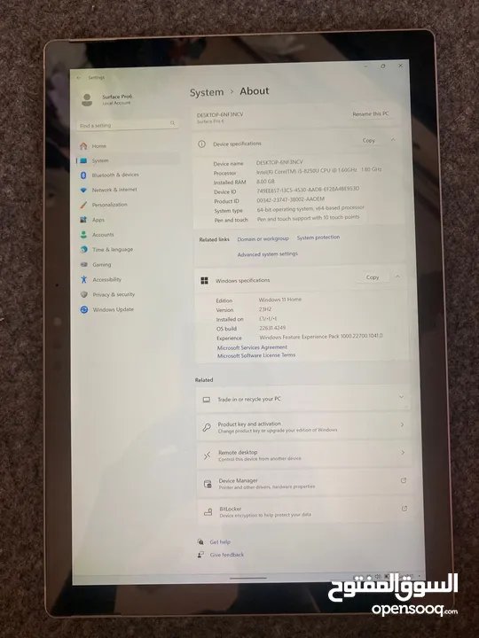 مايكروسوفت سيرفس 6 برو                                               Microsoft Surface 6 pro