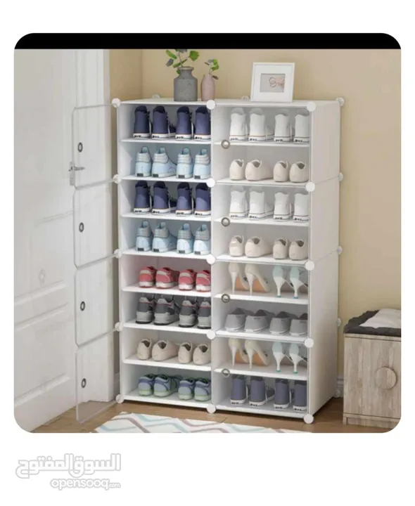 ortable Shoe Rack Organizer Tower,Modular Cube Storage Shoes Cabinet with Translucent Door