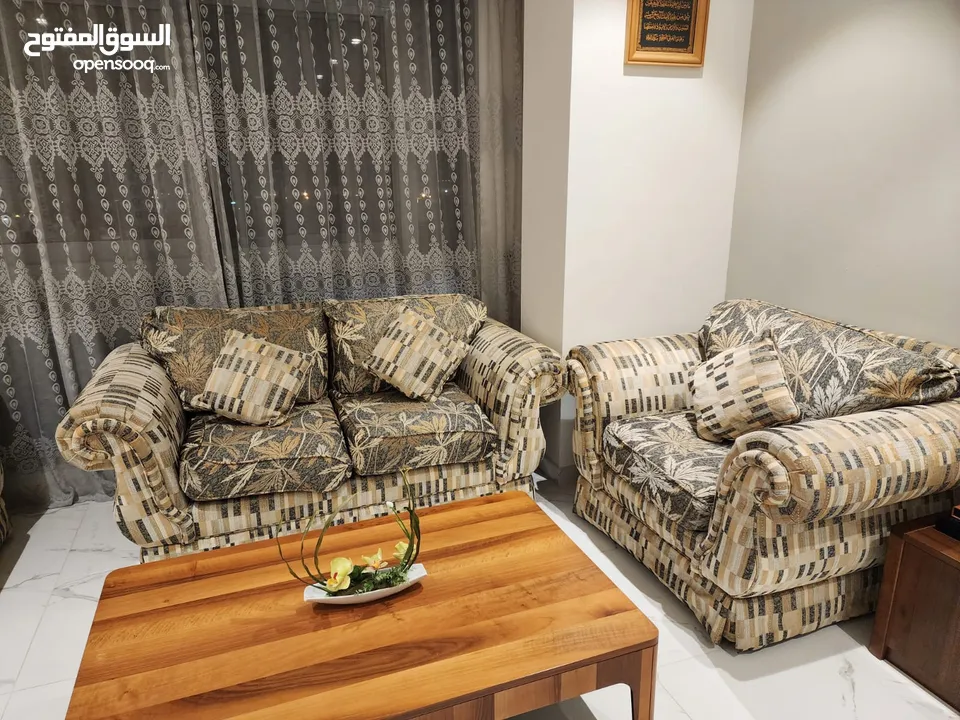 7 Seater specially made Sofa set made by Towel Mattress & Furniture Company Sharjah. Rarely used.