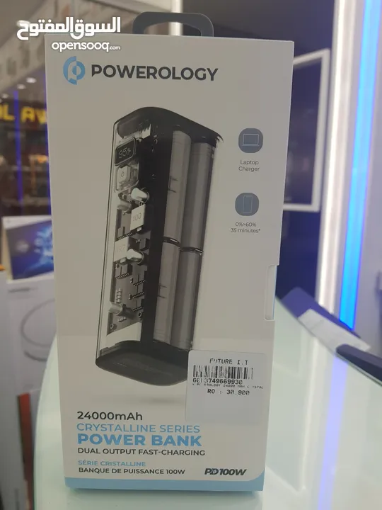 Powerology 24000mAh Crystalline Series Power Bank Dual Output PD100   مزدوج الإخراج وشحن سريع