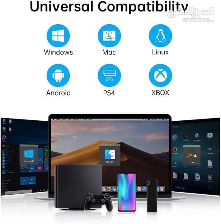 ssd خارجي سعة 512 جيجا صغير الحجم وسريع مع شنطه Type C