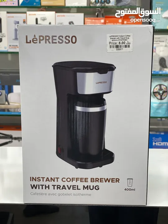 LePRESSO INSTANT COFFEE BREWER WITH  TRAVEL MUG.