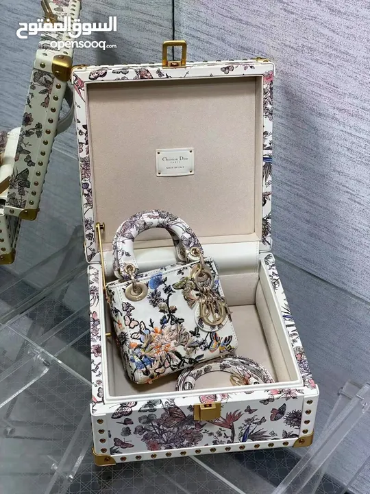 Christian Dior Micro Lady Dior with Small Trunk Multicolor Embroidered Calfskin Light Gold Hardware