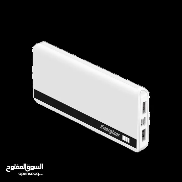 Energizer power bank 10000mah UE10054 بور بانك باللونين الأبيض والأسود