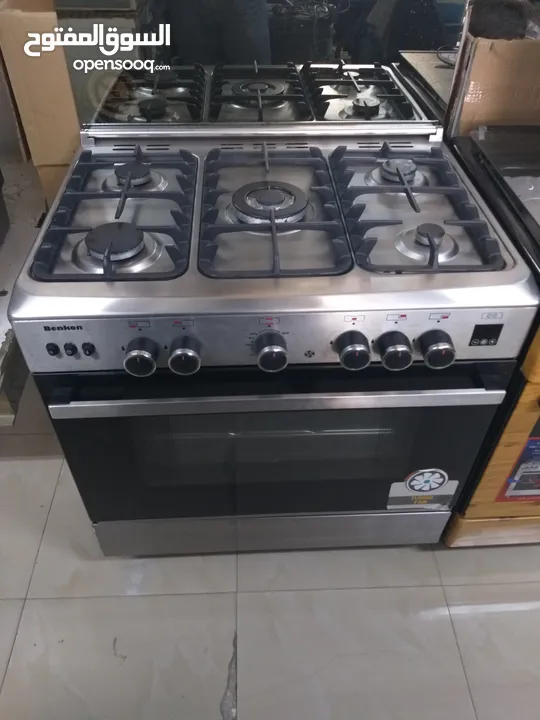 فرن غاز 80 × 60 نوع بينكون إيطالي تجميع مصري مع مروحه تيربو فل سيفتي