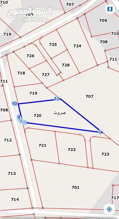 أرض بمساحة 2.257 م2 قرية صروت حوض البلد منطقة مرتفعة وإطلالة مميزة