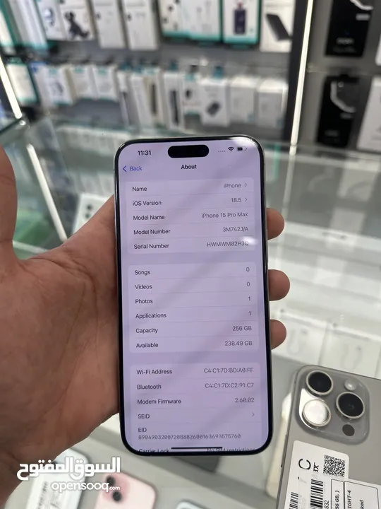 iPhone 15 pro max 256 GB used  ايفون 15 برو ماكس مستعمل بحاله الوكاله 256 جيجا  بطاريه من93/97/100