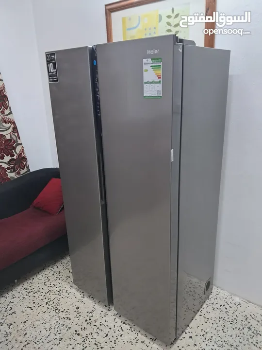Brand New, Haier Side by Side two doors Refrigerator, Twin Inverter Technology, Silver Color