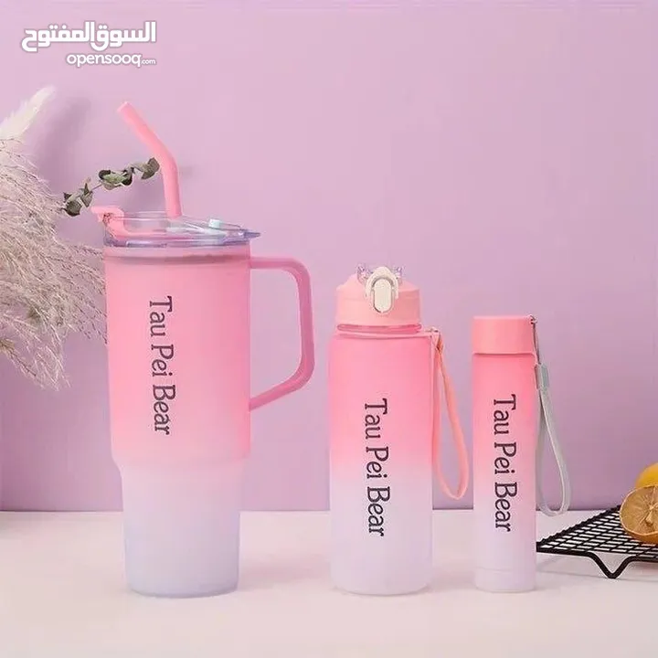 حافظات مياه طقم ثلث قطع بالوان صيفيه زاهيه للنادي والطلعات