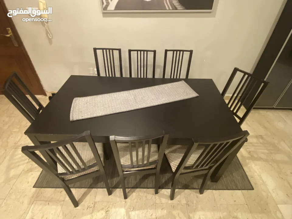 - Dining table IKEA 8 chairs طاوله طعام - ايكيا 8 كراسي