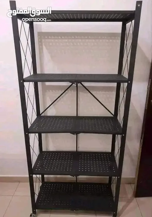 kitchen rack 5 layer foldeble can be used for put microwave oven with wheels