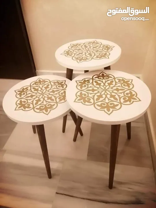 طاولات سرفيس 3 قطع ب 15 دينار  الاطقم pvc حراري  مقاوم للمي والرطوبه الخدوش ومكفولين  سارع بالطلب  .