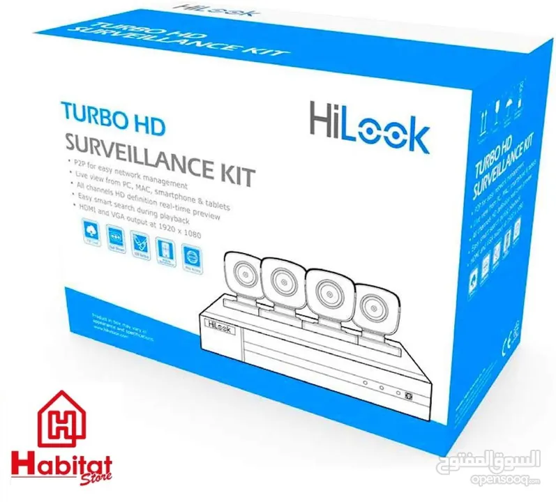 طقم مراقبة HiLook Turbo HD بـ 4 كاميرات – حماية احترافية بسعر اقتصادي !