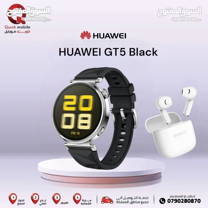HUAWEI WATCH GT5 BLACK (41M) NEW ///  ساعة هواوي جي تي 5 مقاس 41 ملي الجديد