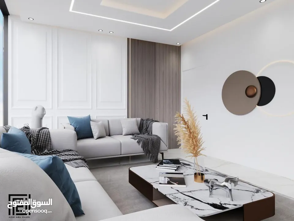 شقة مميزة بإطلالة مميزة مشطبة لغاية القصارة مع تصميم ديكور داخلي