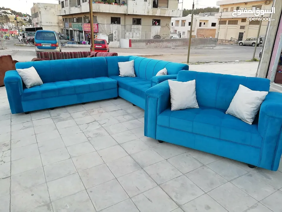 عرض خاص كورنر 9 مقاعد مع كنب مزدوجة + بفه + 7 مخدات