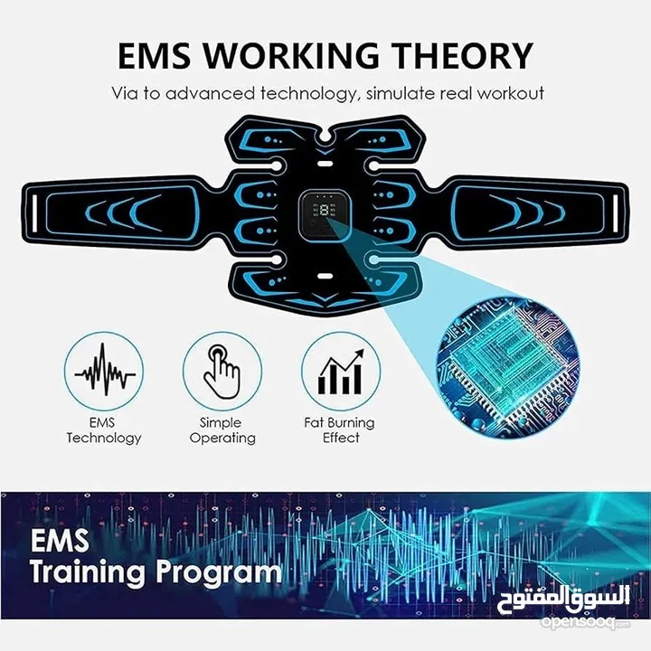 جهاز تحفيز العظلات  EMS•  (التحفيز العضلي الإلكتروني) هي تقنية جديدة تستخدم إشارات كهربائ
