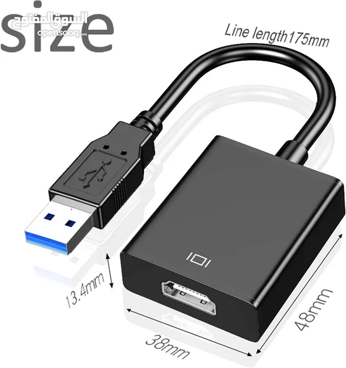 محول USB إلى HDMI ، USB 3.0 / 2.0 إلى كابل HDMI محول الفيديو متعدد الشاشات