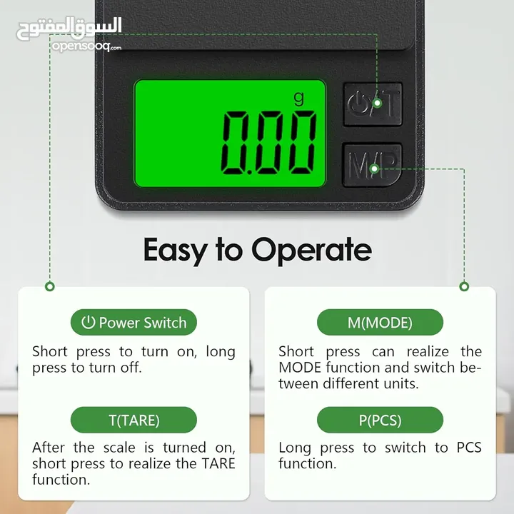 ميزان غرامات للمجوهرات والعملة  الدقيق 0.01 جرام × 500 جرام، ميزان مطبخ مع شاشة LCD