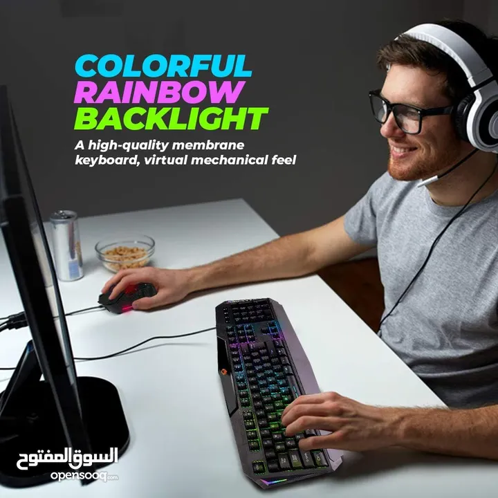 MEETION BACKLIT C-510 RAINBOW GAMING KEYBOARD AND MOUSE COMBO-كيبورد وماوس سلكي قيمينق مضيء ميشن