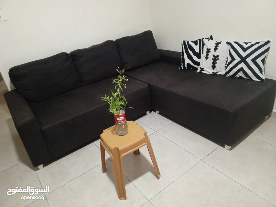 طقم كنب زاويه حديث كورنر لون سكني غامق صناعه اجنبيه