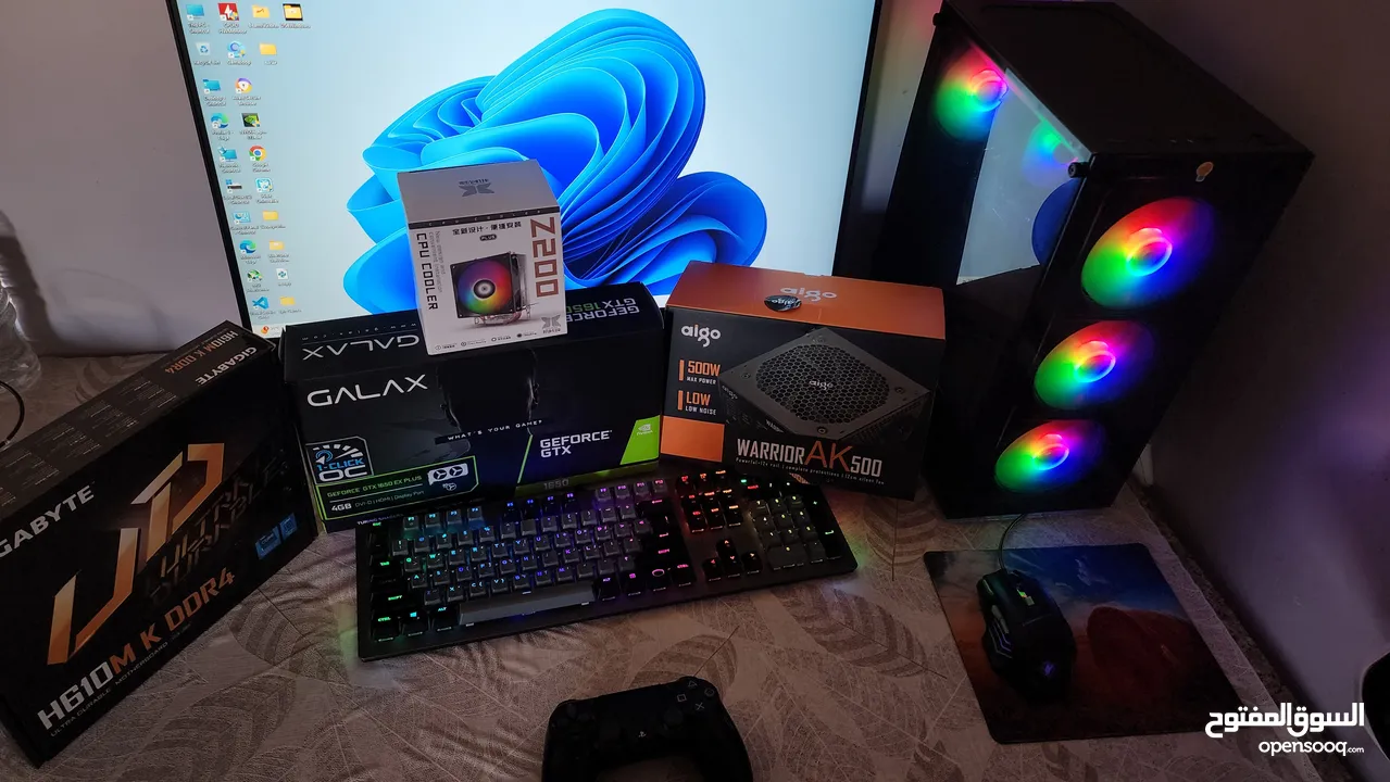 PC GAMING CASE BLACK  GTX1650  i5  الجهاز فقط...12400    تبريد قوي جداا 4 مراوح RGB
