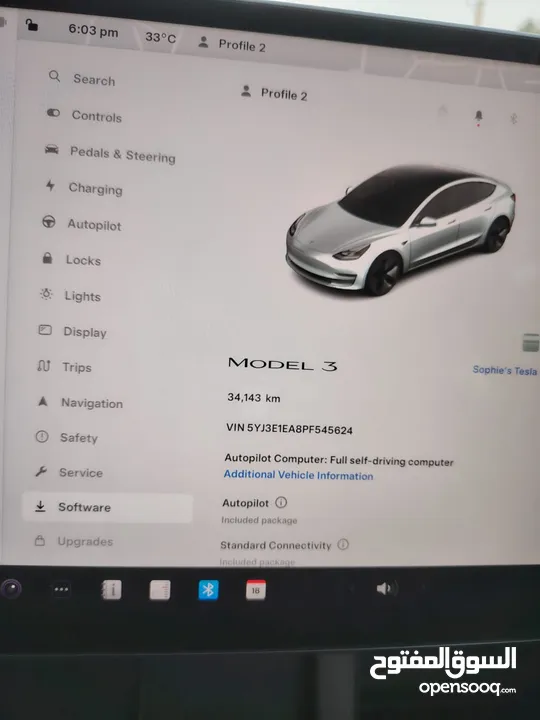 تيسلا مودل 3 ....(2023)ستاندر بلسس لون ابيض للبيع