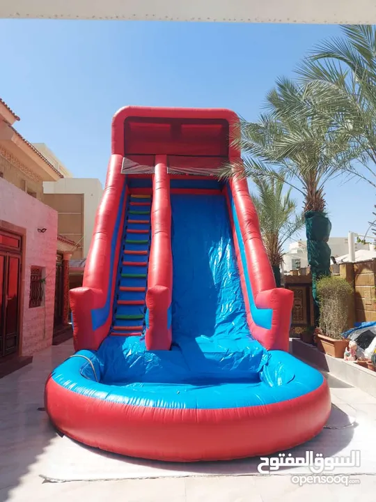 نطاطيات العاب اطفال في قطر  زحلاقية مع ارتفاع 8 متر  نطاطيات مع زحلاقيه ارتفاع 10 متر بركة السباحة