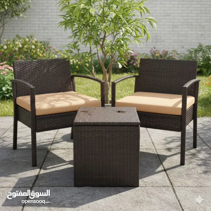 طقم جلسة خارجية أنيق ومريح استمتع بأوقات الراحة والاسترخاء في الحديقة أو       البلكونة مع هذا الطقم