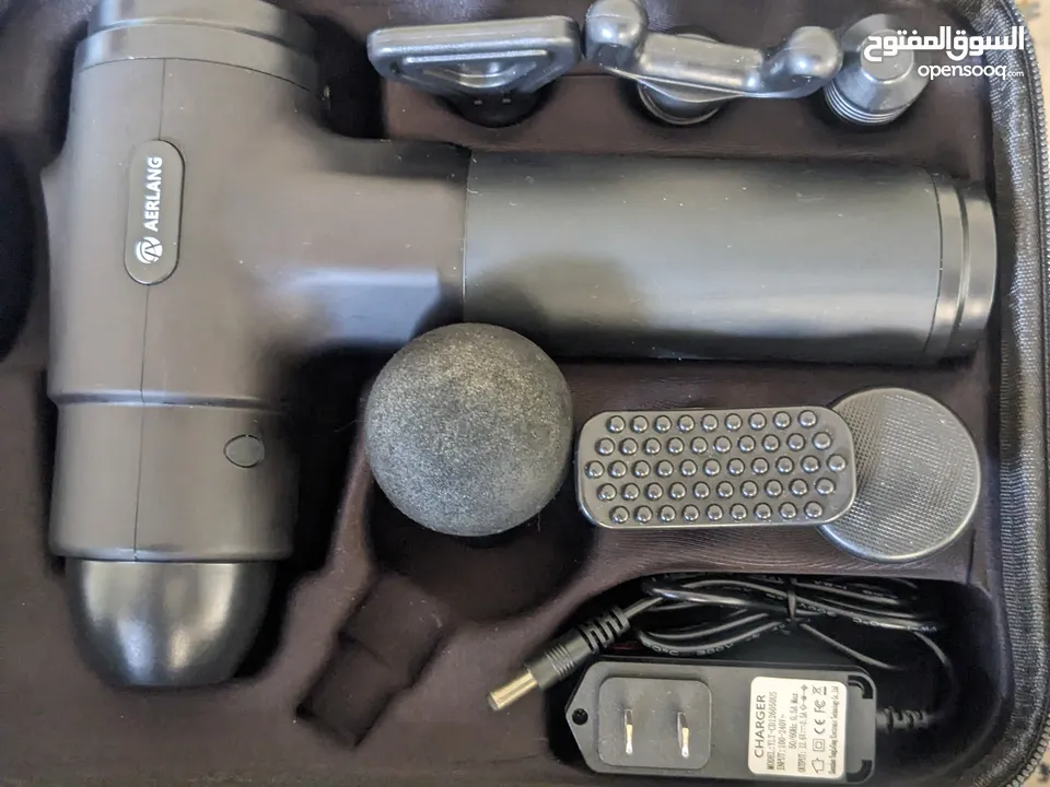 AERLANG Massage Gun EM 13 Deep Tissue Portable Massage Gun- 6 Attachements/Case جهاز مساج متنقل جديد