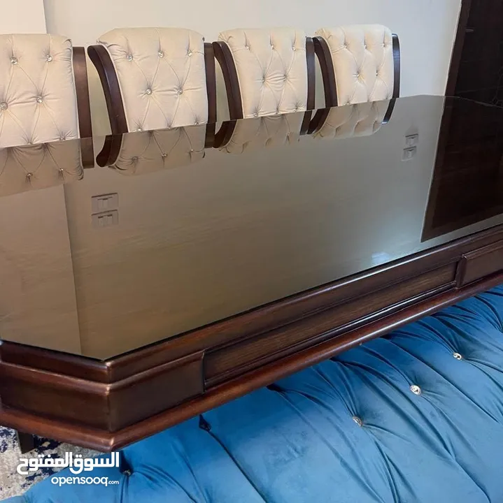طولة سفرة خشب زان طاولة 8مقاعد سفرة جديدة استعمال خفيف جدا