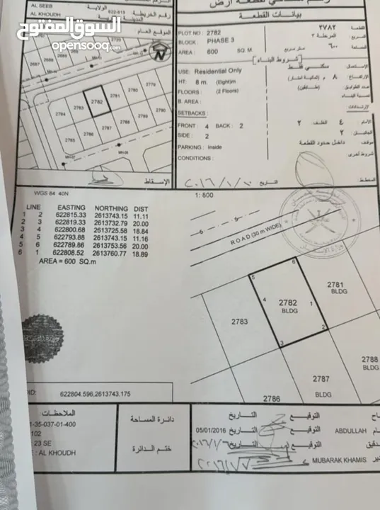 ارض سكنية للبيع في الخوض بجانب السوق وسط جميع الخدمات وعلى شارع 30 م