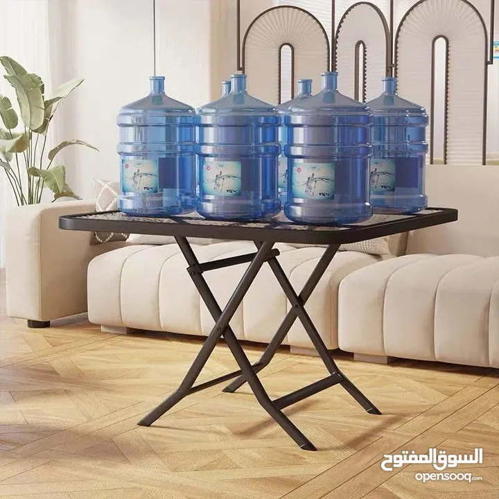 طاولة و 4 كراسي هيكل ستيل قوي ومتين مع سطح زجاجي ، قابل للطي لتوفير المساحه