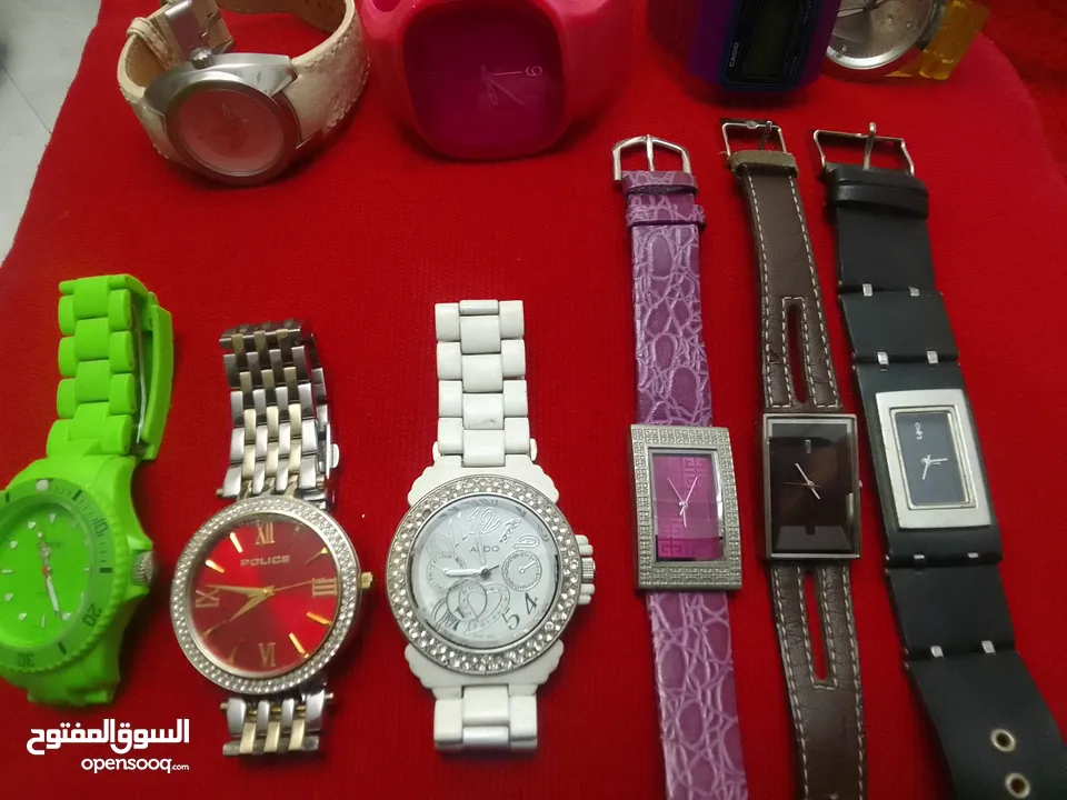 كوم ساعات للبيع ماركات وغيرة police/adidas/aldo/casio وغيرھم