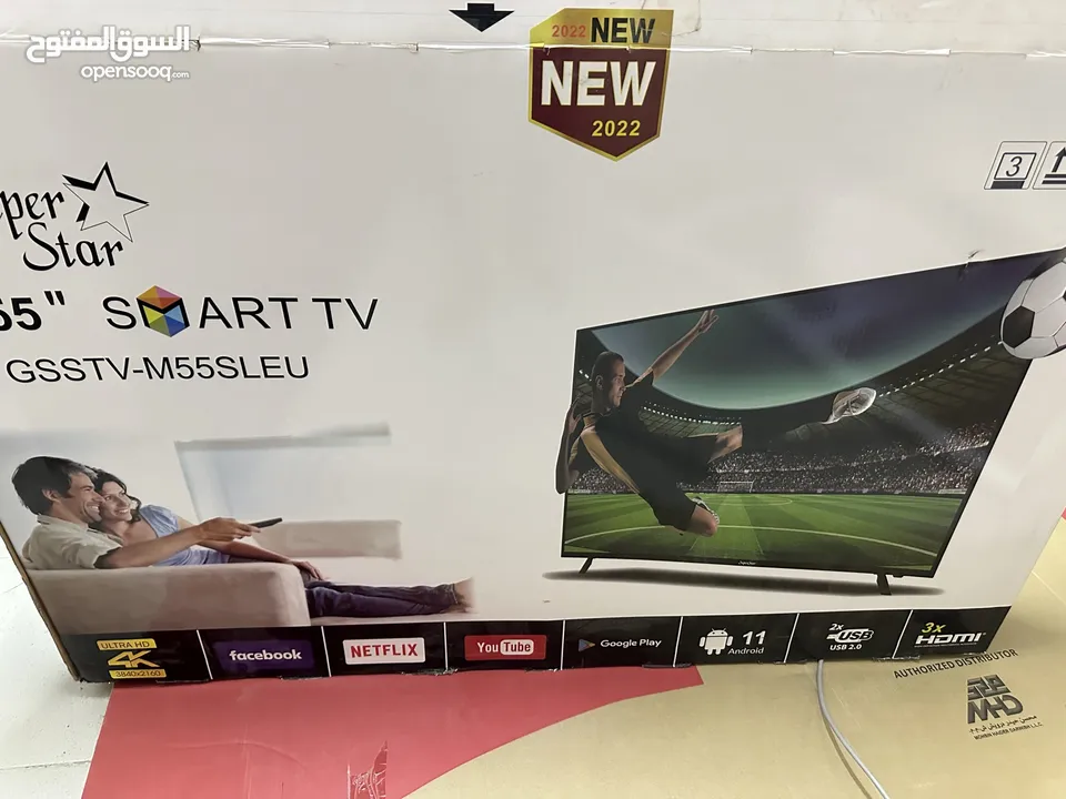3 led tv smart 4k ultra HD 75” startrack + 50” sharp + 55” super star