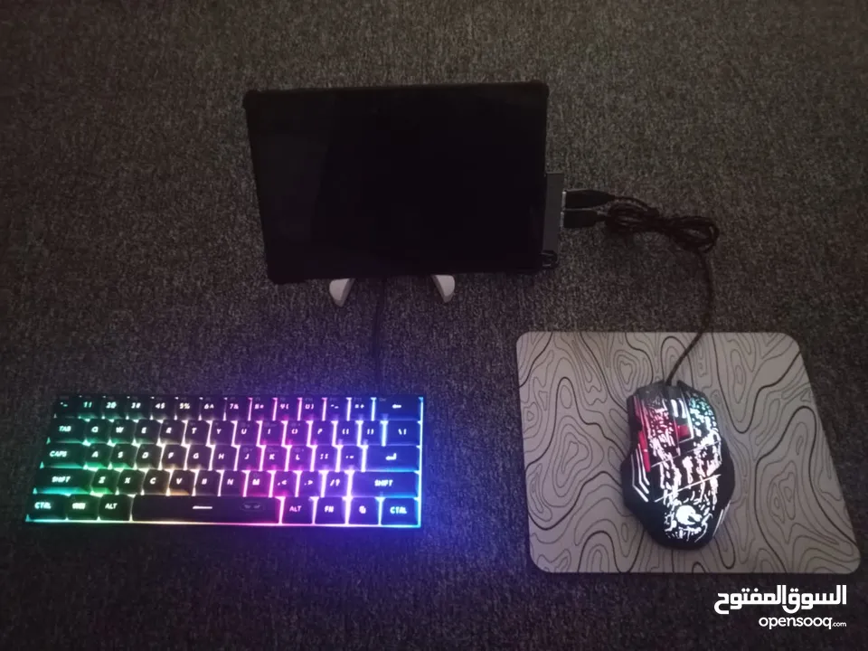 كت العاب للهاتف كامل (كيبورد+ماوس+ماوس باد+usb hub+ستاند) كت كامل للهاتف والتابلت تقدر تشتري شغلة