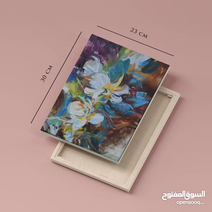 لوحتين طبيعة صامتة ورد، لوحات زيتية لديكور المنزل الراقي