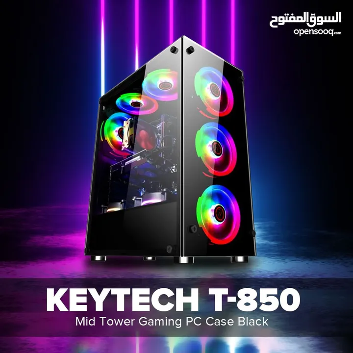 كيس جيمنج للتجميعات فارغ مع 4 مراوح ار جي بي ملون - TERMINATOR T-850 4X RGB FANS GAMING CASE