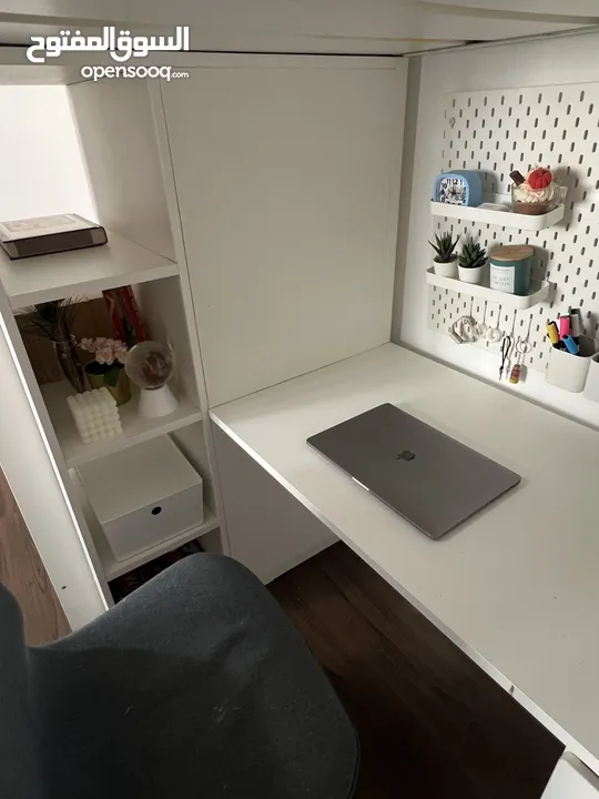 IKEA SMÅSTAD Loft bed, white with frame/with desk with 3 drawers, 90x200 cm