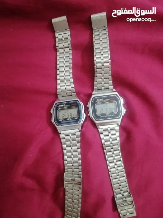 للبيع: ساعتان أصليتان من كاسيو Casio Vintage Digital Watch  الموديل: Casio A158W الحالة: مستعمل بحال