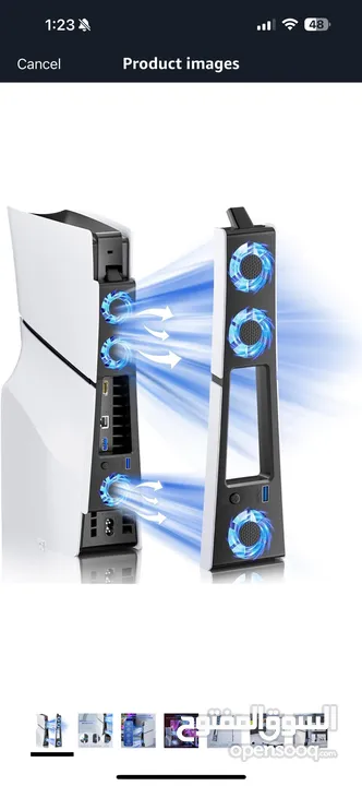 Cooling fan PS5 Slim KASTWAV نظام تبريد هادئ و صامت مع 3 مراوح مبرد مع إضاءة 5 volts AC