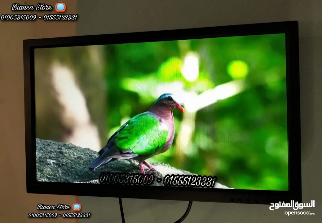 شاشة 24 بوصة LED FUll HD IPS معاها رسيفر و قاعدة مكتب و حامل حائط و ضمان سنة