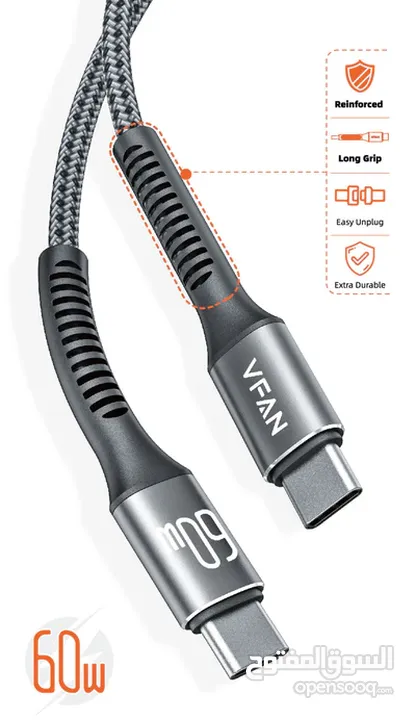 كيبل شحن سريع سوبر  60 واط VFan  X22 Fast Charging Cable Type-C