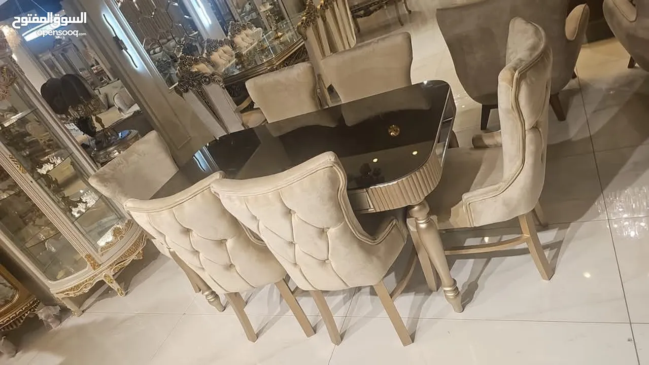 طاولات سفره فخمه مميزه مصنوعه من خشب زان والاتيه كفاله 3 سنوات