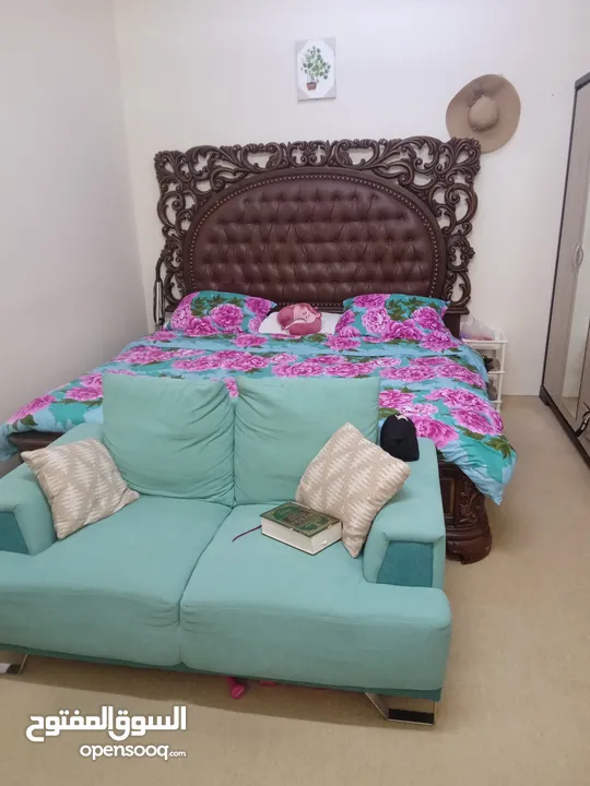 King size bed and new mattress for sale! Very clean and spacious.