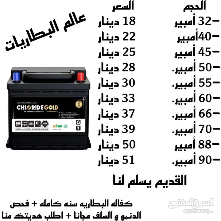 بطاريات بأسعار مناسبه لجميع السيارات