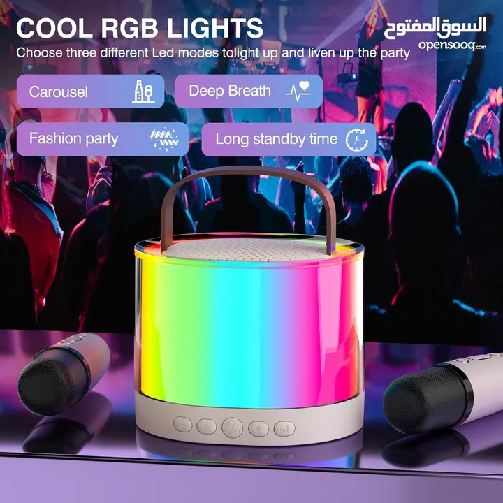 سماعة شحن صغيرة متنقل مع مايك عدد 2 نظام كاروكي للاطفال Karaoke Machine for Kids Adults K52