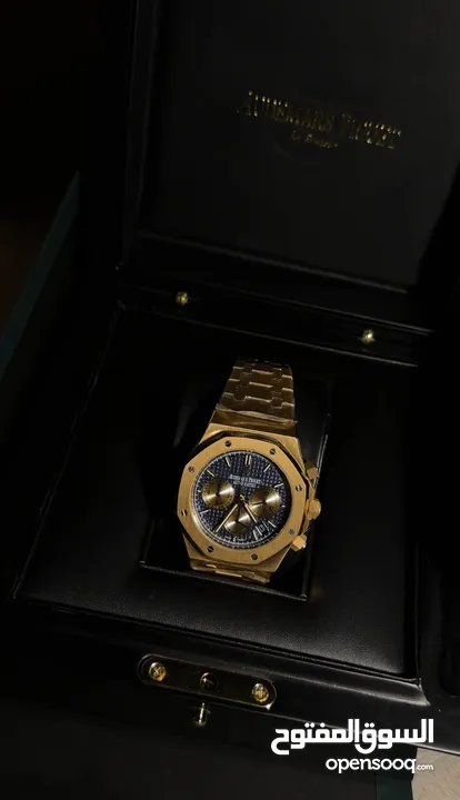 AP Royal Oak Chronograph – 41mm Yellow Gold Blue Tapisserie Dial  Full Package