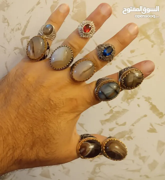 خواتم فضه مطعمه بالحجر الكريم